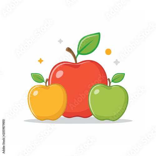 Colorful Apples in Flat Design Style