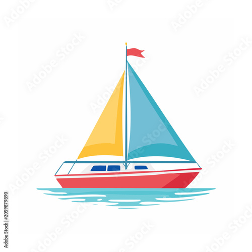 Colorful sailboat illustration on white background
