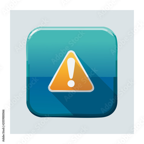 Flat design warning sign icon with exclamation mark