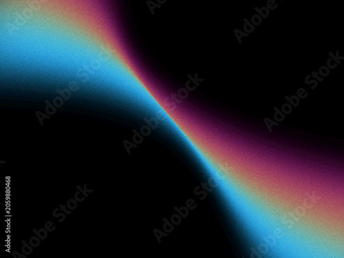 Fotografie Abstrakte leuchtende Farbströme mit körnigem Neon Farbverlauf auf schwarzem Hint