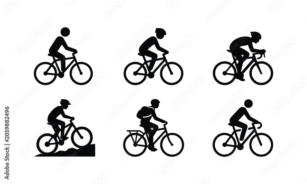 Obraz premium Bicycle rider icons for cycling sports and transport concept.