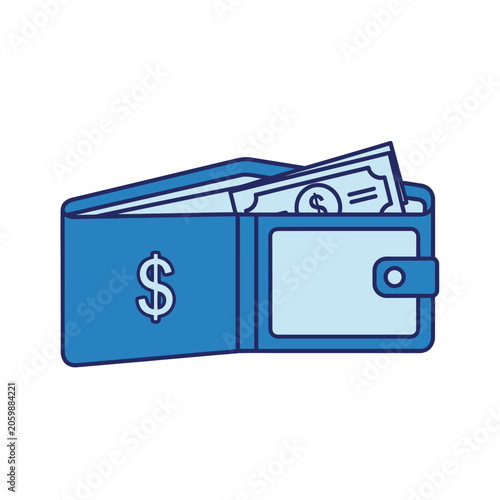Wallet icon contains paper money and serves as a symbol for personal financial storage.