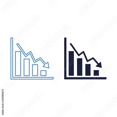 Bar chart illustrates a downward financial trend indicating an economic decline or loss.