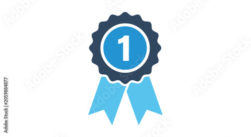 Award ribbon featuring the number one indicates excellence and achievement.