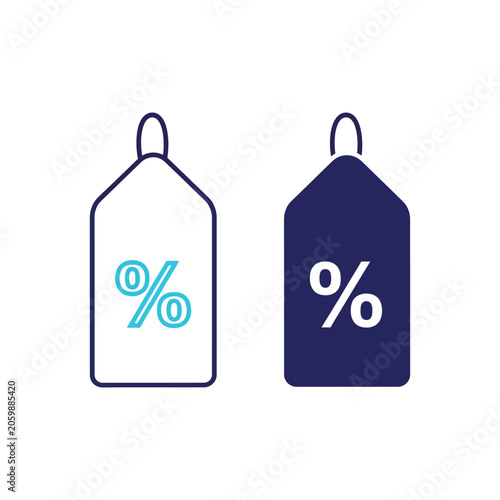 Price tags featuring percentage symbols represent a retail discount campaign.