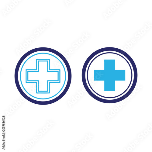 Medical plus signs appear as two distinct circular icons.