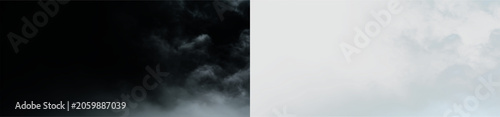 Fotografía Soft clouds drift across the sky, creating a gentle gray-blue background for var