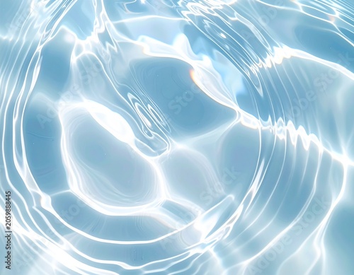 Circular Water Ripples with Bright Sunlight Caustics Background