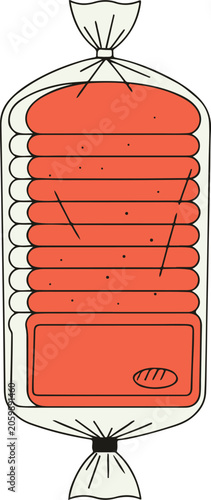 Minimalist Bread Loaf Packaging Illustration with Transparent Wrapper Vector Food Design