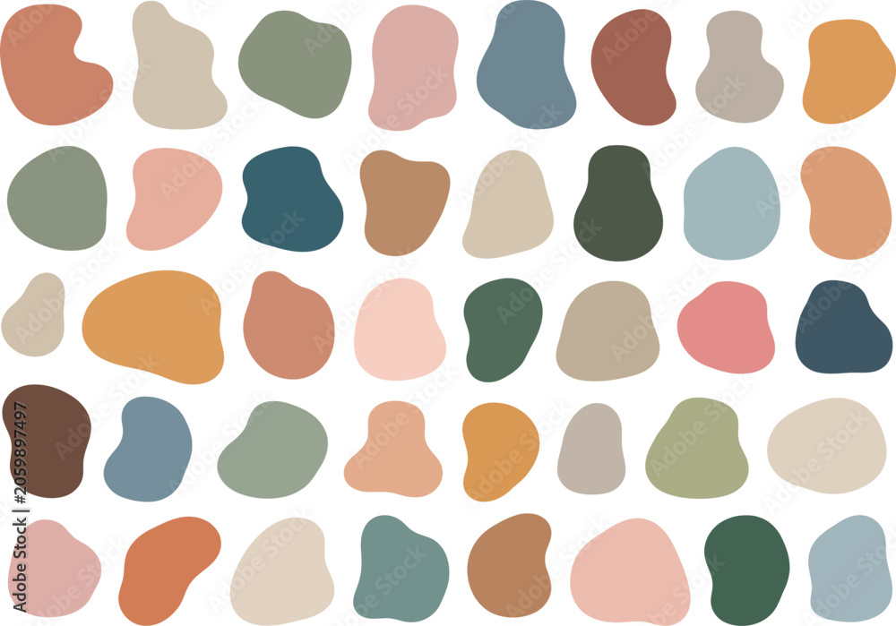 Fototapeta premium Abstract organic shapes collection in earthy pastel color palette