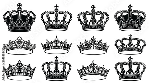 Vászonkép Collection of various royal crowns and tiaras.