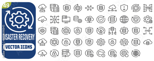 Foto Disaster Recovery Process Vector Icons Set for Business Presentations and Documents