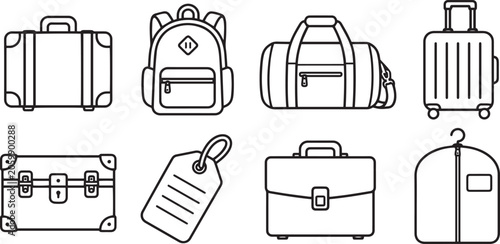 Vászonkép Luggage Modern and Premium Illustration Set, Featuring suitcase, backpack, duffe
