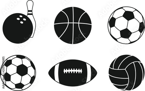 Collection of sports balls icons