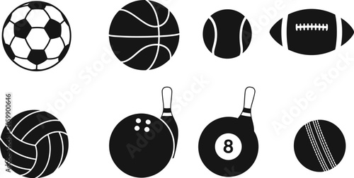 Collection of sports balls icons