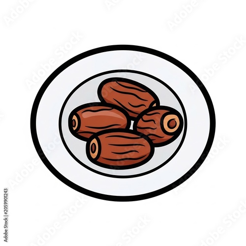Plate of brown dates fruit for healthy snack