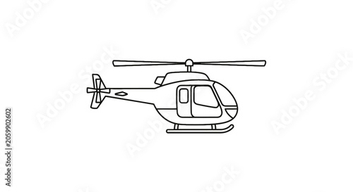 Modern helicopter silhouette in side view profile