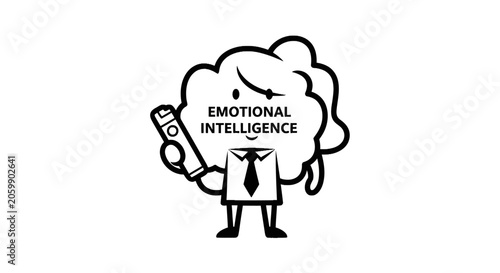 Brain character mascot representing emotional intelligence in business