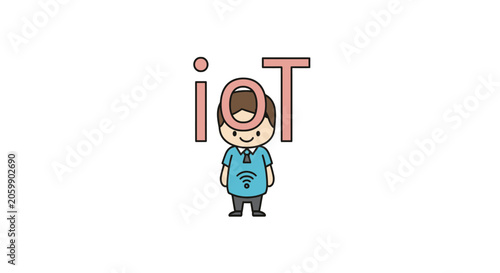 Person with internet of things symbol and text