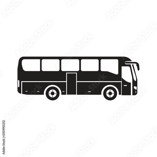 Side view of empty modern passenger bus isolated on white background vector illustration