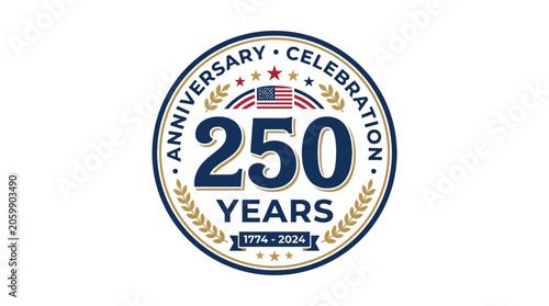 Fotografie Anniversary celebration badge, 250 years commemorative logo, American anniversar