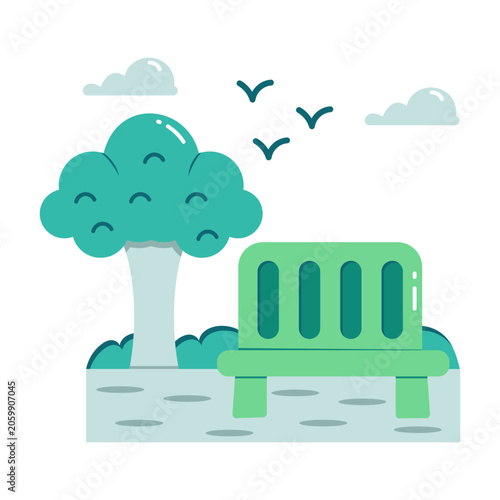 Editable design icon of park bench 