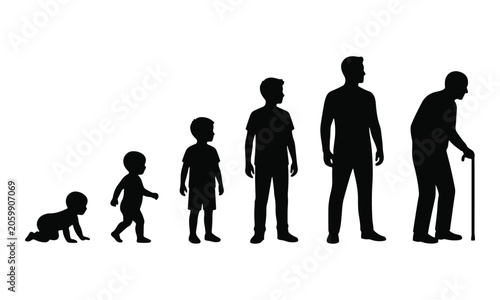 Obraz na płótnie Human life cycle silhouettes showing male growth stages