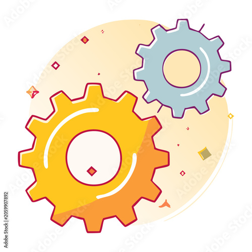 Colorful flat design gears illustration
