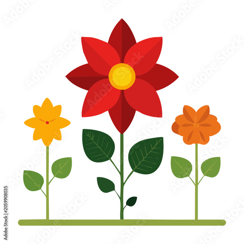 Flat Design Colorful Flowers Illustration