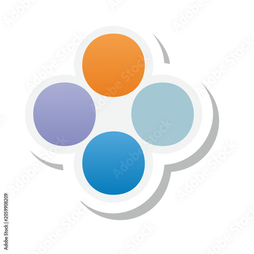 Four colored circles in a symmetrical icon