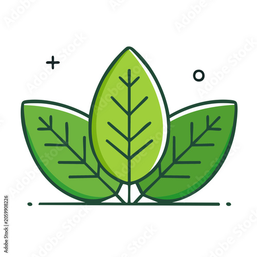 Green Leaf Icon Set in Flat Design