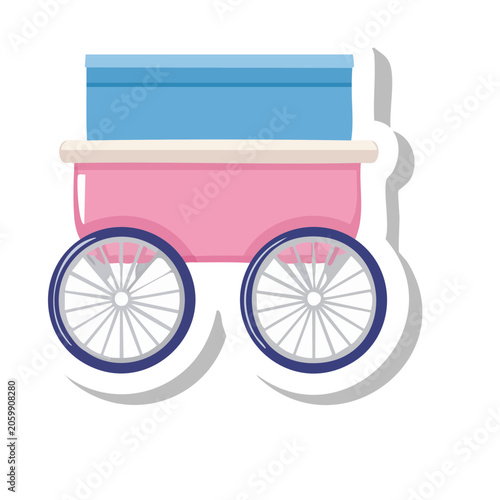 Pink and Blue Baby Carriage Illustration