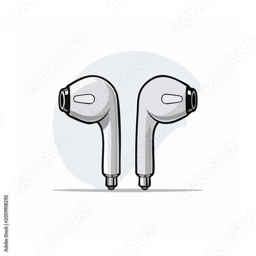 Pair of wireless earbuds in flat design style