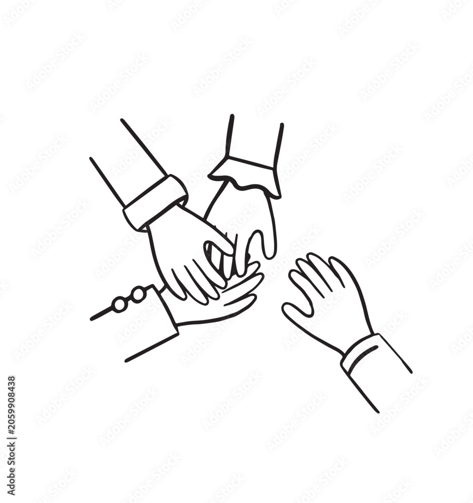 Fototapeta premium teamwork, groupwork, icon for a solid team, collaboration, vector illustration, hand drawn illustration