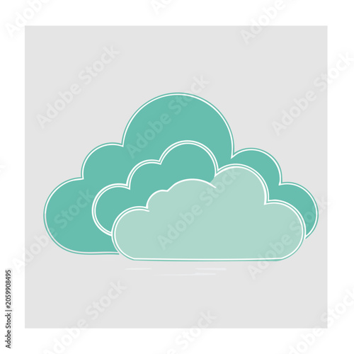 Flat design teal clouds illustration