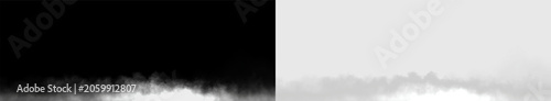 Fotografie Clouds in gray shades forming a foggy scene on a transparent background