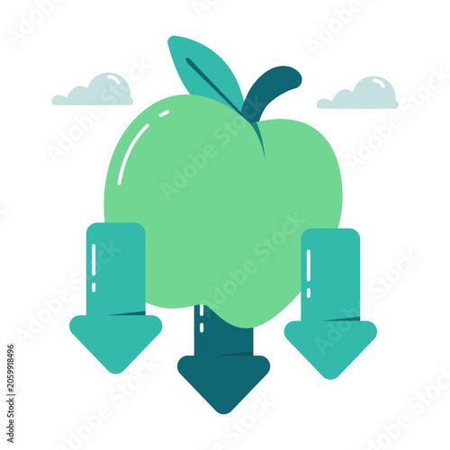 Fotografie A flat design icon of falling apple