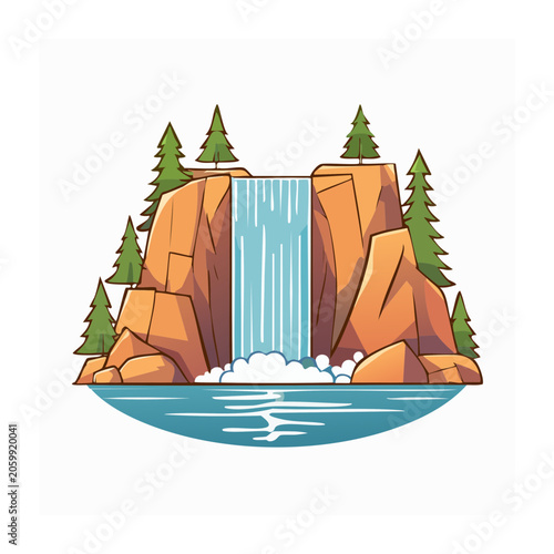 Flat vector illustration of snow mountain ski resort