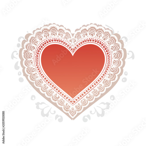 Red heart ornament vector design