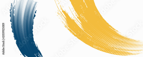 Foto Abstract Sports Background with Dark Blue and Yellow Gradient Brushstrokes and Halftone Effect