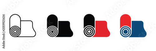 Bild auf Leinwand Yoga mat icons in flat and outline styles, designed for exercise, flexibility training, meditation sessions, fitness programs, and active lifestyle graphics