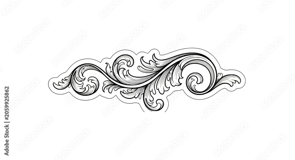 Fototapeta premium Classical baroque acanthus leaf scroll ornament
