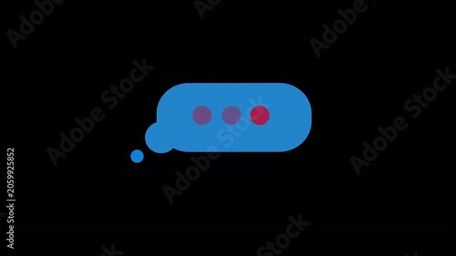 Animated Typing Indicator Chat Bubble with Loading Dots | Blue Text Message Typing Animation on Black Background | Chat UI Messenger Typing Bubble Motion Graphics