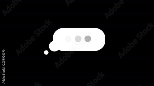 Animated Typing Indicator Chat Bubble with Loading Dots | White Text Message Typing Animation on Black Background | Chat UI Messenger Typing Bubble Motion Graphics