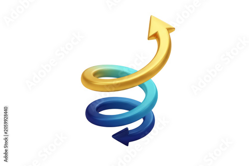 3D Spiral Growth Arrow Icon Representing Business Progress and Upward Trend