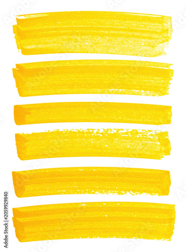Yellow marker strokes highlighting design element set transparent background