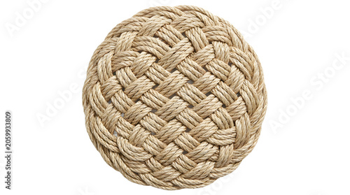 Natural Woven Rope Circular Placemat for Nautical Home Decor and Table Setting Organic Fiber Texture Transparent background PNG