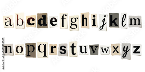 Cuadro en lienzo Alphabet set of letters cut out from magazines and newspapers for ransom note de