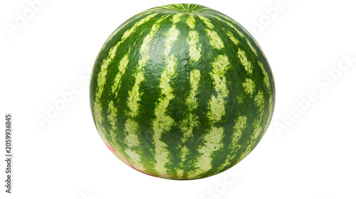 Fotografía Whole striped watermelon with green and yellow rind