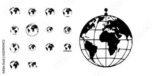 Geography Globe Icon Minimal Flat Vector UI Design Pack